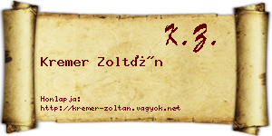 Kremer Zoltán névjegykártya